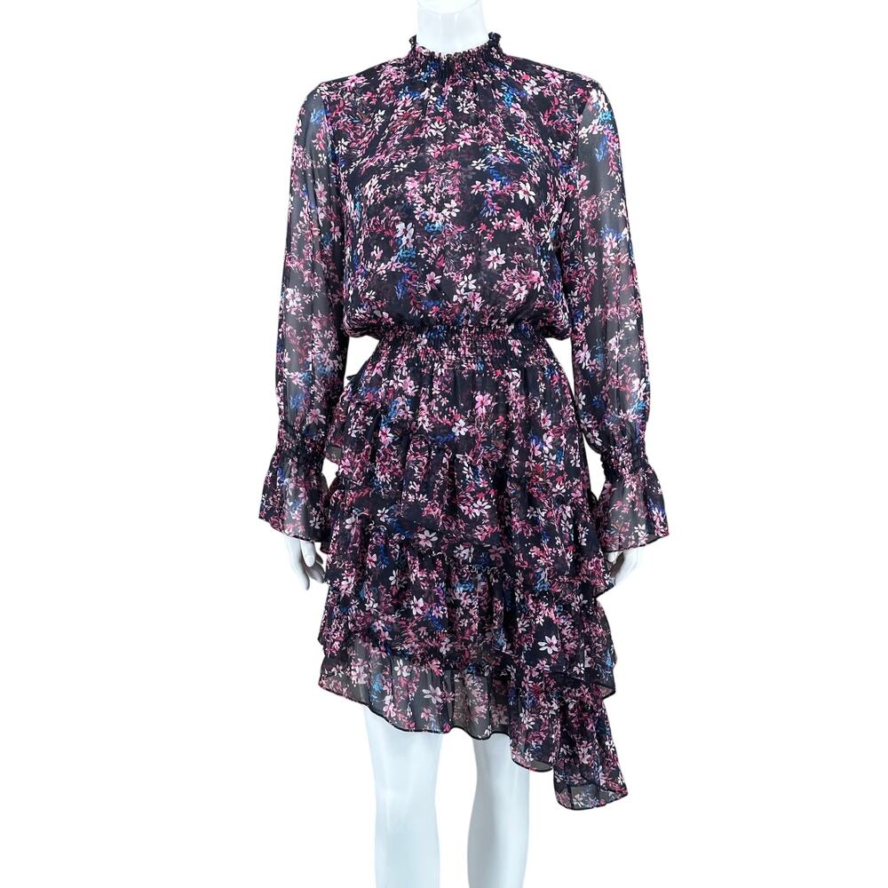 Misa Dress Womens Medium Savanna Asymmetrical Ditsy Floral Mini Ruffles Fairy